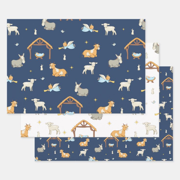 Christmas Religous Nativity wrapping paper sheets Zazzle