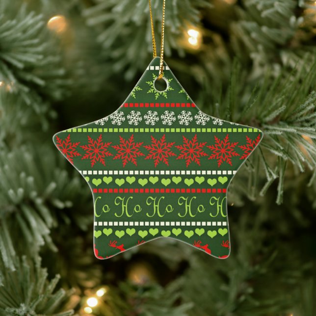 Christmas Repeating Pattern Ceramic Ornament (Tree)