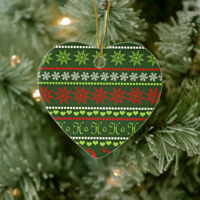 Christmas Repeating Pattern Ceramic Ornament (Tree)