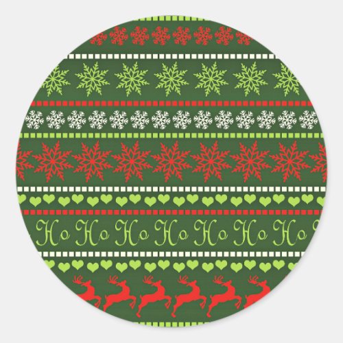 Christmas Repeating Pattern Classic Round Sticker