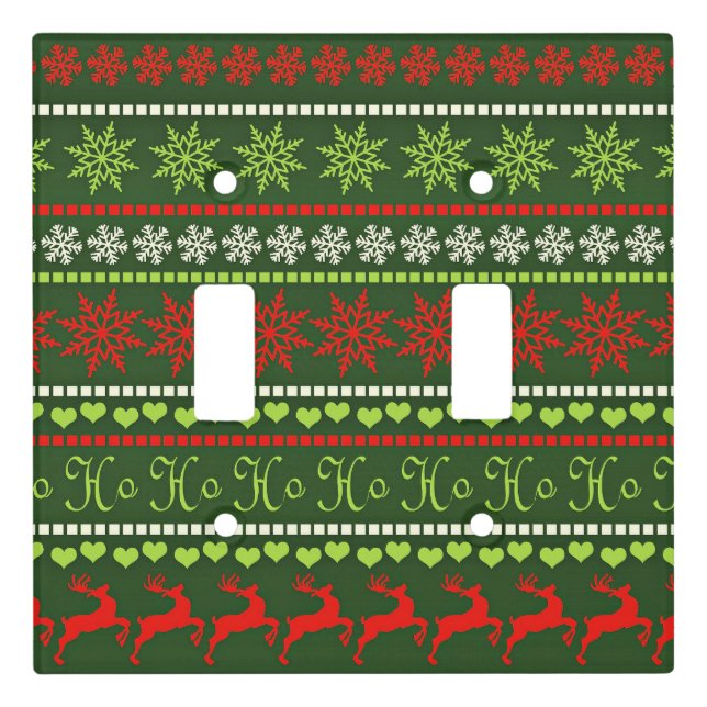 Christmas Repeating Pattern Light Switch Cover (Front)