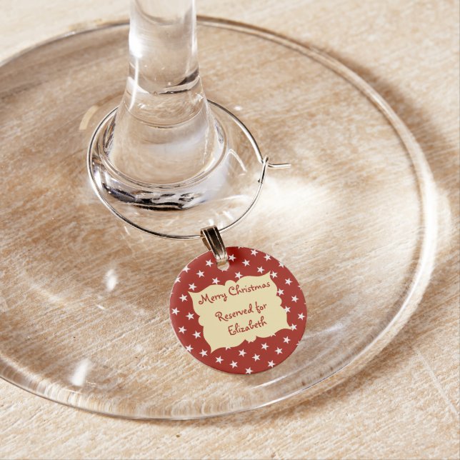 Christmas reserved for red with stars wine glass charm (In Situ)
