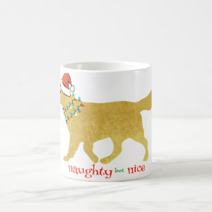Christmas Retriever Naughty but Nice Holiday Coffee Mug