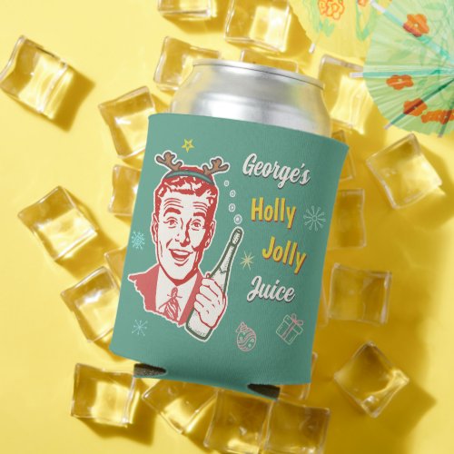 Christmas Retro 50s Holly Jolly Juice Funny Custom Can Cooler