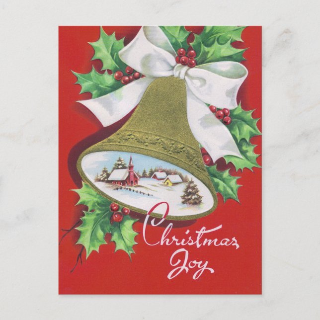 Christmas retro bell Holiday postcard (Front)