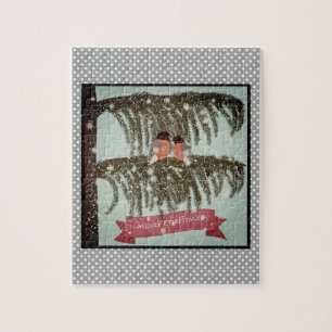 Christmas , Retro , Bullfinches Jigsaw Puzzle
