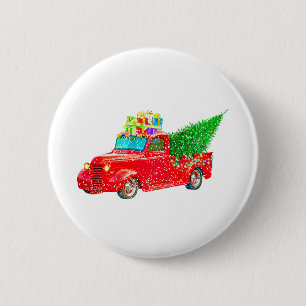 Christmas Retro Car Holiday Button