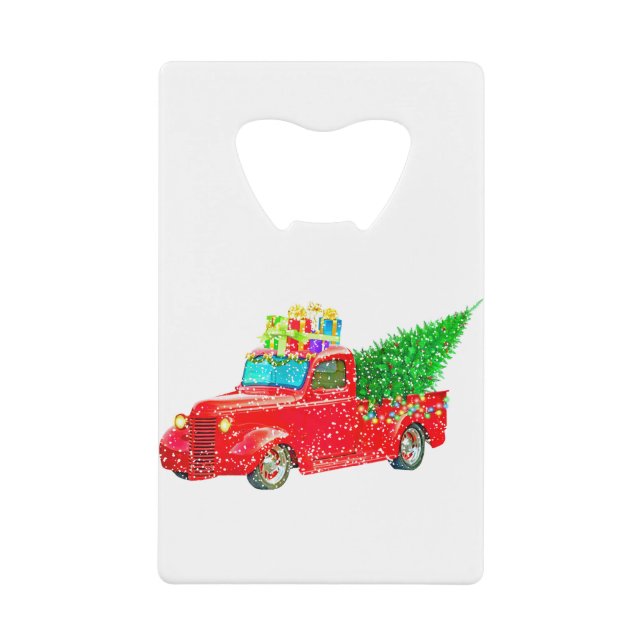 Christmas Retro Car Holiday Credit Card Bottle Opener (Front)