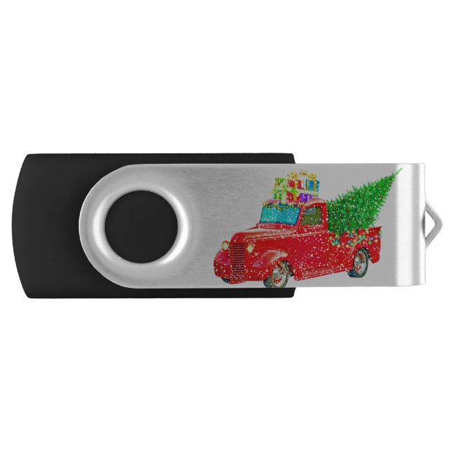 Christmas Retro Car Holiday Flash Drive (Front)