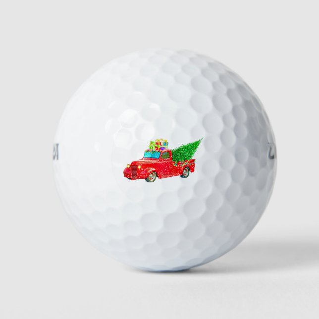 Christmas Retro Car Holiday Golf Balls (Front)
