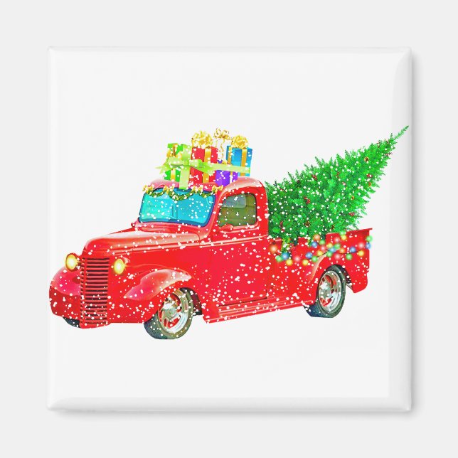 Christmas Retro Car Holiday Magnet (Front)