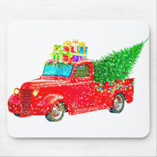 Christmas Retro Car Holiday Mouse Pad