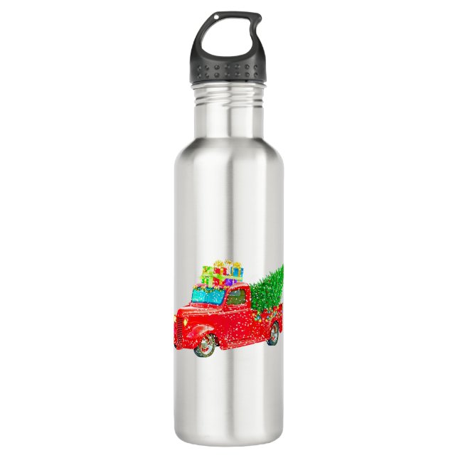 Christmas Retro Car Holiday Stainless Steel Water Bottle (Front)