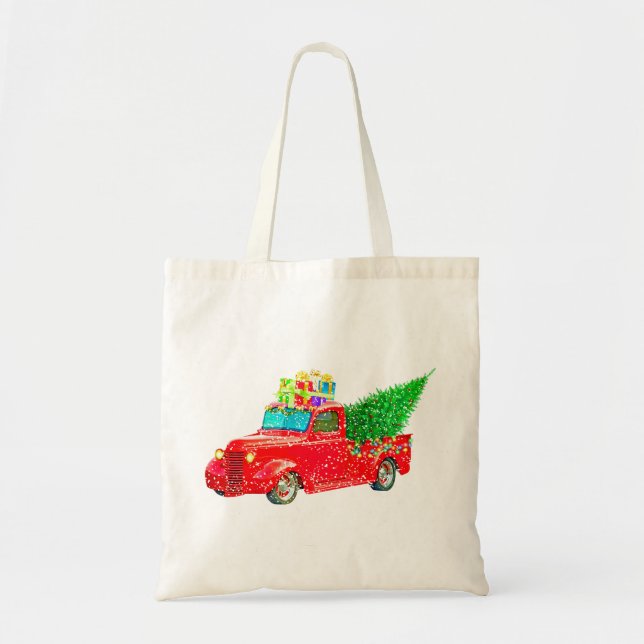 Christmas Retro Car Holiday Tote Bag (Front)