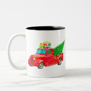Christmas Retro Car Holiday Two-Tone Coffee Mug