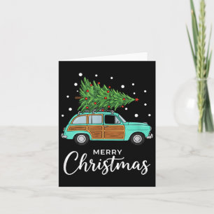 Christmas Retro Car With Christmas Tree - Merry Me Card