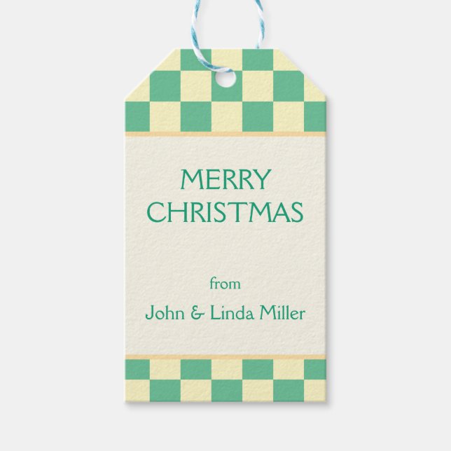 Christmas Retro Checker Pattern  Gift Tags (Front)