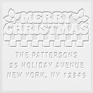 Christmas Retro Checkerboard Personalized Address Embosser