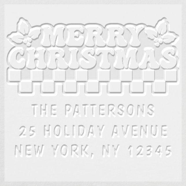 Christmas Retro Checkerboard Personalized Address Embosser (Design)