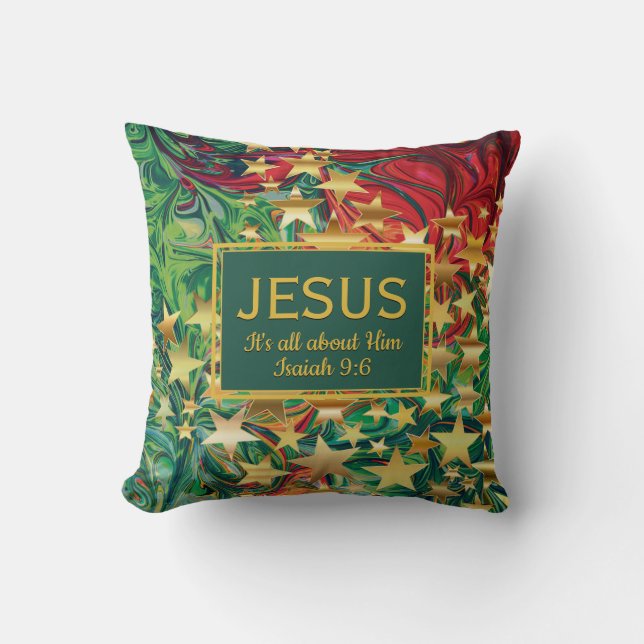 CHRISTMAS Retro Christian JESUS Isaiah 9:6 Throw Pillow (Front)