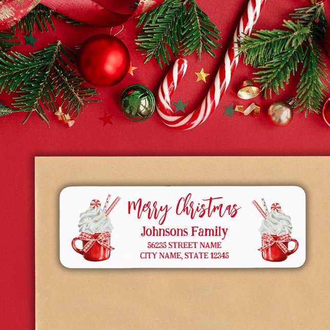  christmas retro cute mug red script holiday label (Creator Uploaded)