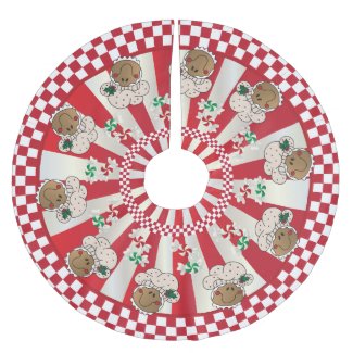 Christmas Retro Gingerbread Bakers Brushed Polyester Tree Skirt