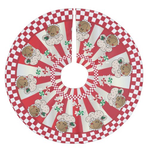Christmas Retro Gingerbread Bakers Brushed Polyester Tree Skirt