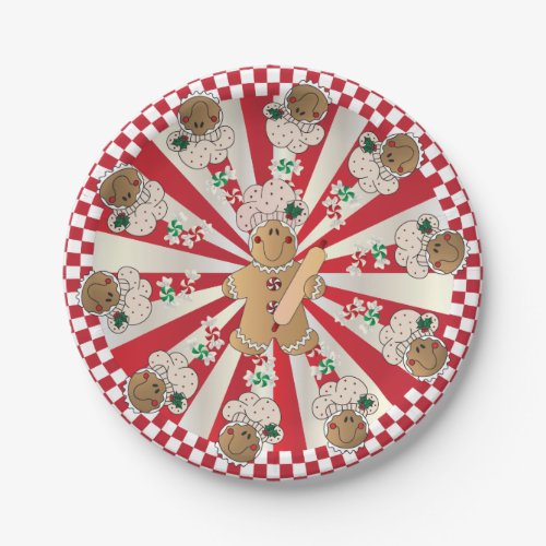 Christmas Retro Gingerbread Bakers Paper Plates