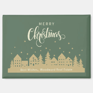 Christmas Retro Houses Real Estate Personalized Magnet