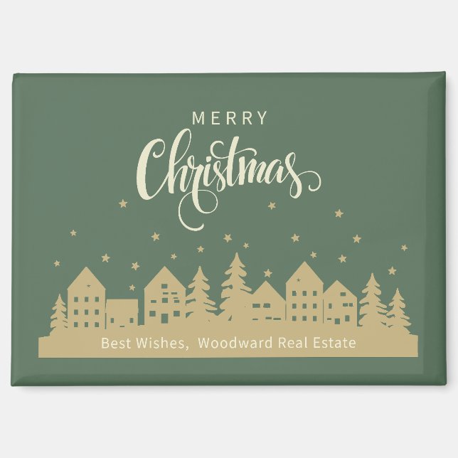 Christmas Retro Houses | Real Estate Personalized  Magnet (Front)
