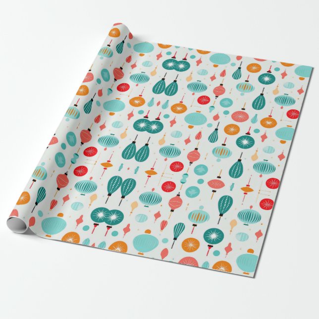 Christmas Retro Mid Century Modern MOD  Wrapping Paper (Unrolled)