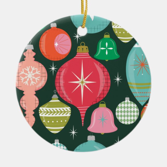Christmas Retro Ornaments Green (Front)