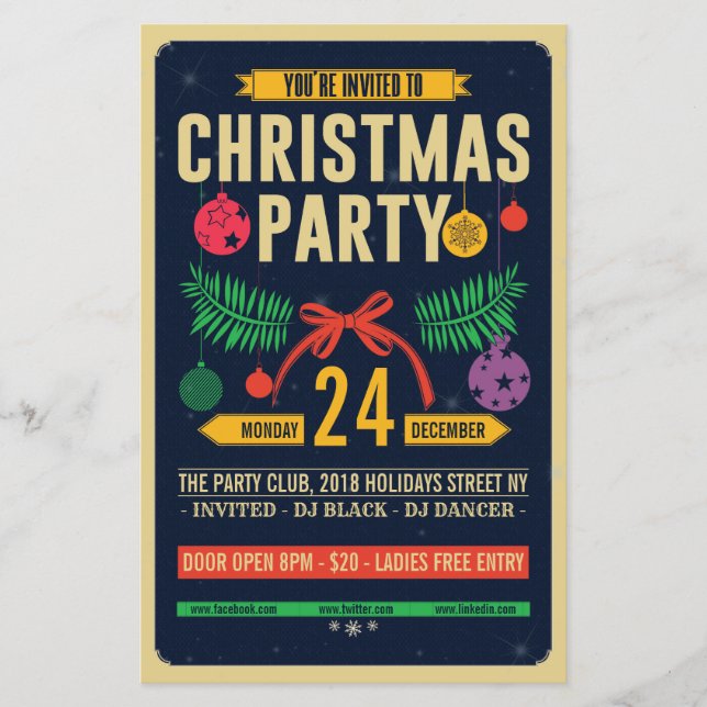 Christmas Retro Party Flyer (Front)