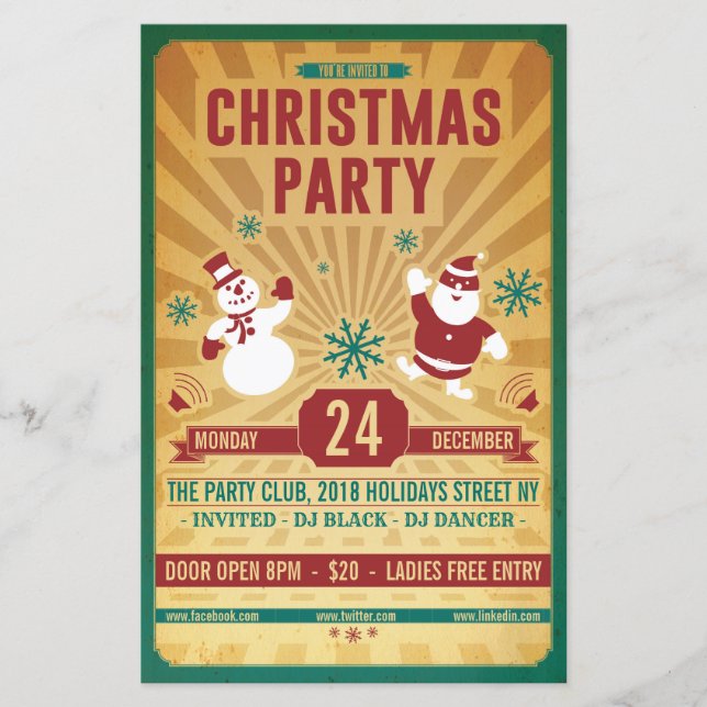 Christmas Retro Party Flyer (Front)