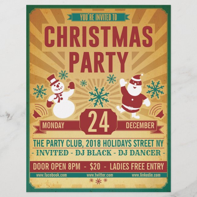 Christmas Retro Party Flyer (Front)