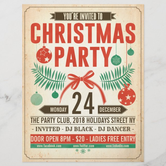 Christmas Retro Party Flyer (Front)