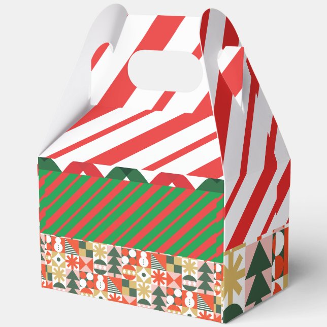 Christmas Retro Pattern Favor Boxes (Front)