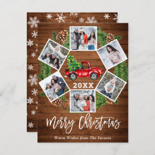 Christmas Retro Red Farm Truck 6 Photo Card