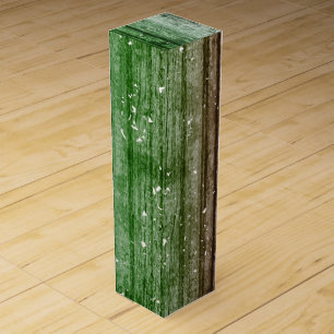 Christmas Retro Red Green Rustic Wood Texture Wine Box
