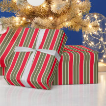 Christmas retro red sage green stripes elegant
