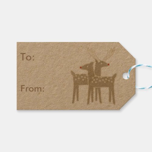 christmas retro reindeer gift tags