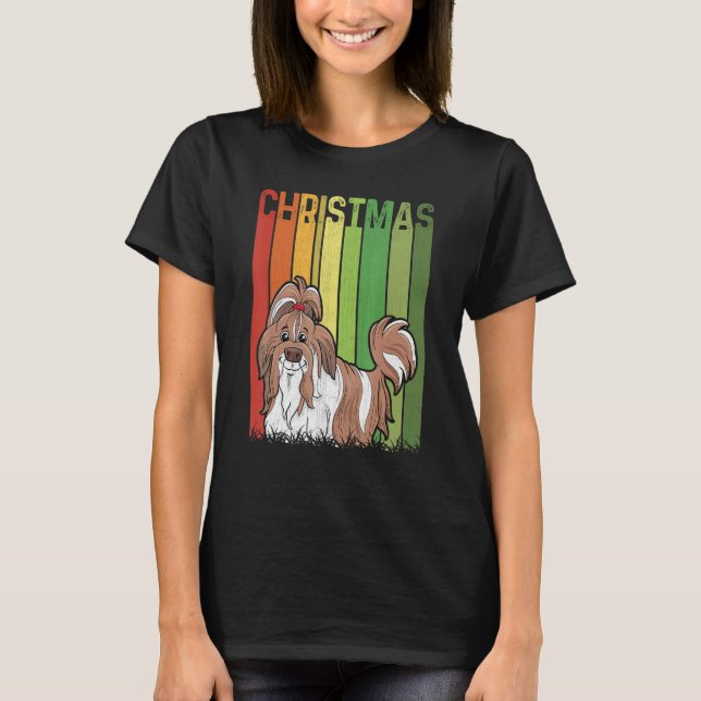 Christmas Retro Shih Tzu Dog Group Matching Xmas H T-Shirt (Front)
