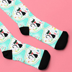 Christmas Retro Siamese Cat Socks