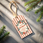 Christmas retro stripes grand millennial custom gift tags<br><div class="desc">Personalized Christmas gift tags red retro stripes grand millennial  Christmas gift tags,  vintage Christmas decorations winter greenery Christmas gift tags,  winter berries bunch,  grand millennial Christmas gift tags,  retro Christmas printed gift tags</div>