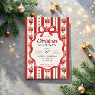 Christmas retro stripes grandmilenial dinner party invitation