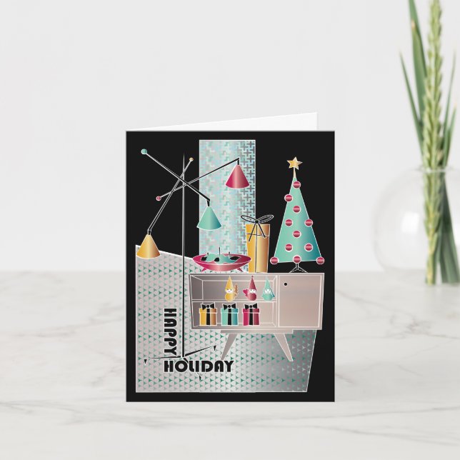 Christmas Retro Tree Holiday Card (Front)