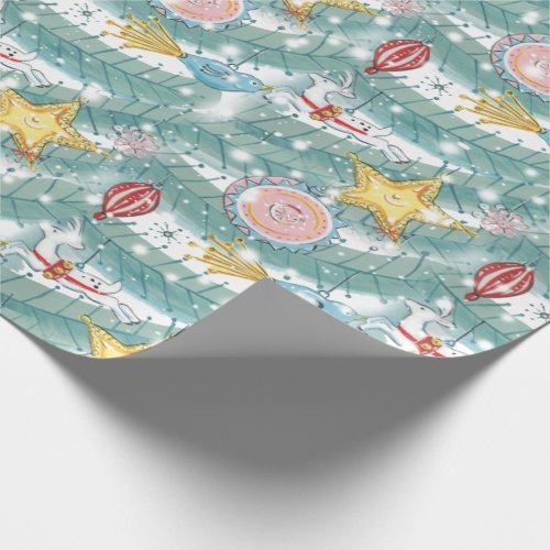 Christmas Retro Vintage Tree  Ornaments Abstract Wrapping Paper