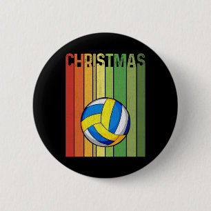 Christmas Retro Volleyball Player Cute Group Match Button