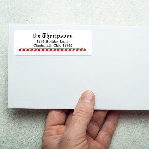 Christmas Return Address Candy Cane Stripes Label