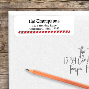 Christmas Return Address Candy Cane Stripes Label